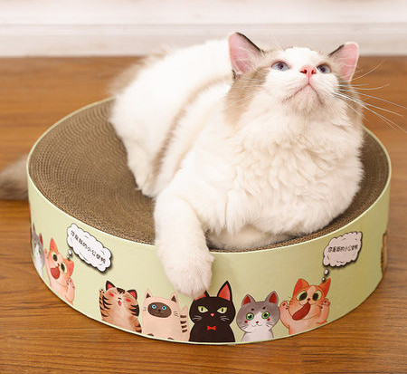 Zgarietor rotund pentru pisici cu hartie ondulata