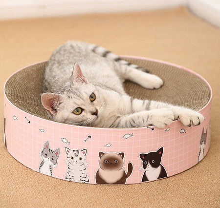 Zgarietor rotund pentru pisici cu hartie ondulata