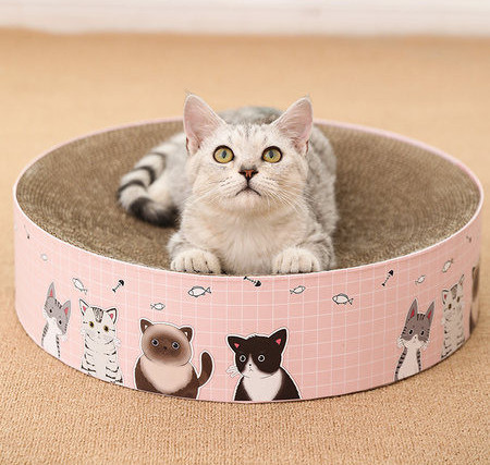 Zgarietor rotund pentru pisici cu hartie ondulata