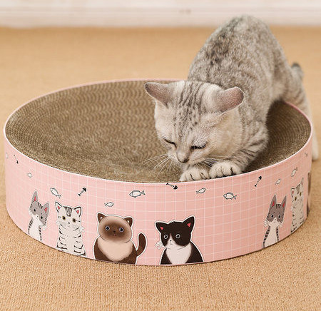 Zgarietor rotund pentru pisici cu hartie ondulata