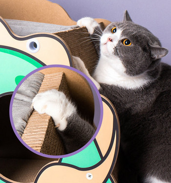 Ξύστρα γάτας από κυματοειδές χαρτί - δύο μοντέλα
