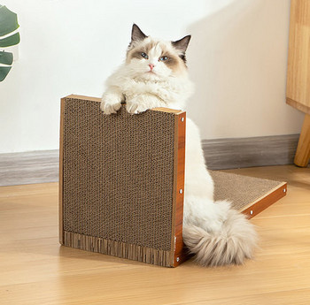 Ξύλινο σκαρίφημα με κυματοειδές χαρτί για γάτες
