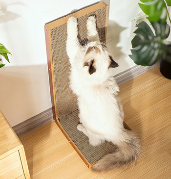 Ξύλινο σκαρίφημα με κυματοειδές χαρτί για γάτες