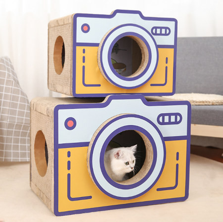 Lainepaberist puidust kast kassidele