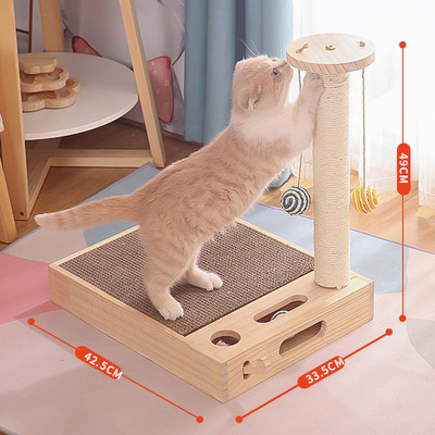 Ξύλινη Ξύστρα για γάτες με κυματοειδές χαρτί