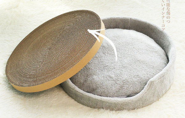 Kaķu skrāpējamās gultas tips pelēkā krāsā