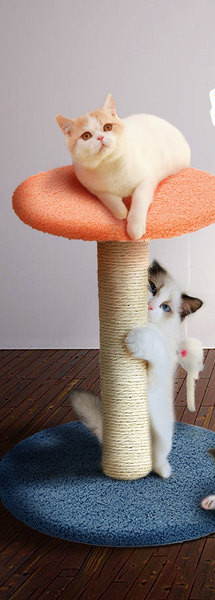 Vertikalna drvena penjalica sa grebalom za mačke