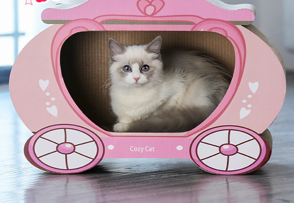 Kaķu skrāpis no gofrētā papīra - divi modeļi