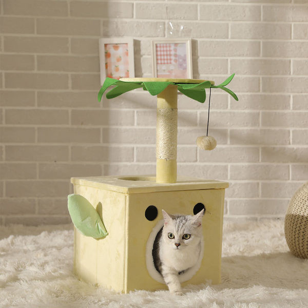 Cățărător cu pat și zgâriere pentru pisici