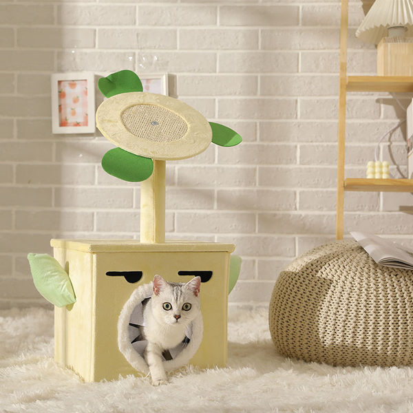 Cățărător cu pat și zgâriere pentru pisici