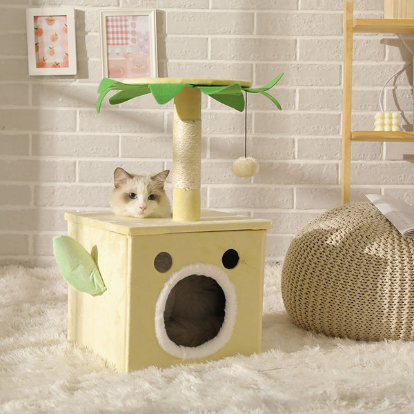 Cățărător cu pat și zgâriere pentru pisici