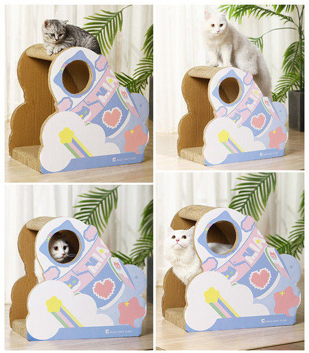 Ξυστήρα για γάτες με μέρος για παιχνίδι και ύπνο