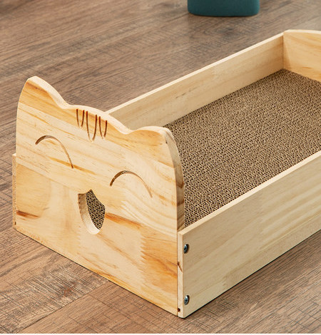 Scarlet pentru pisici cu forma dreptunghiulara din lemn si carton