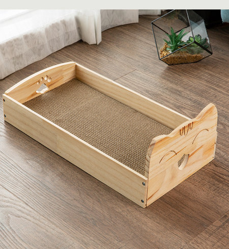 Scarlet pentru pisici cu forma dreptunghiulara din lemn si carton