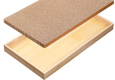 Zgarietor dreptunghiular pentru pisici din lemn si carton