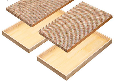 Zgarietor dreptunghiular pentru pisici din lemn si carton