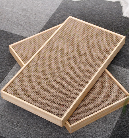 Zgarietor dreptunghiular pentru pisici din lemn si carton