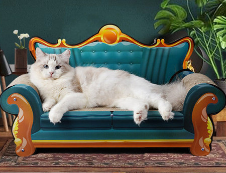 Kačių sofa su draskytuku – keli modeliai