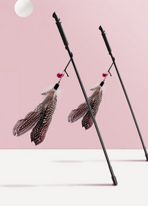 Undiță jucărie pentru pisici cu pene