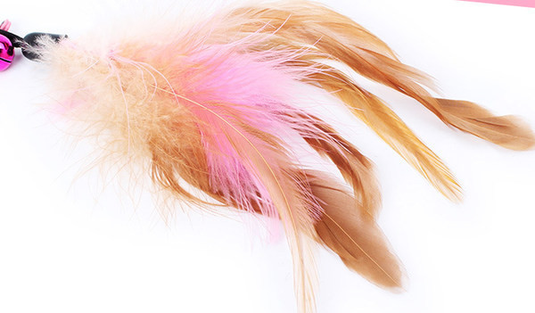 Kassi sulgedega rippuv mänguasi