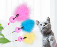 Undiță de pescuit jucărie pentru pisici cu puf