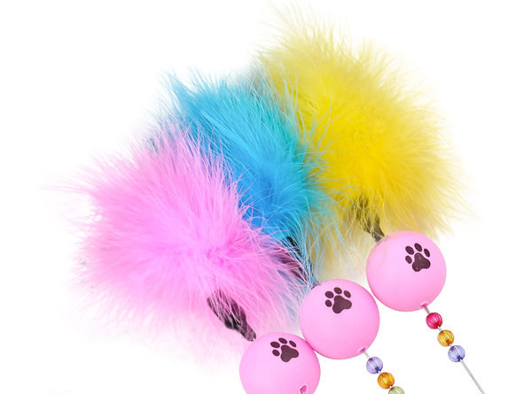 Undiță de pescuit jucărie pentru pisici cu puf