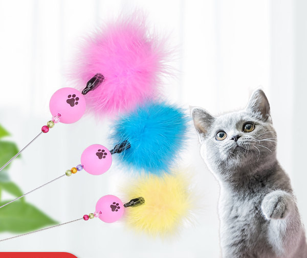 Undiță de pescuit jucărie pentru pisici cu puf