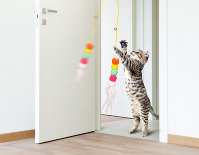 Καλάμι ψαρέματος τύπου παιχνίδι γάτας - με διαφορετικά μενταγιόν