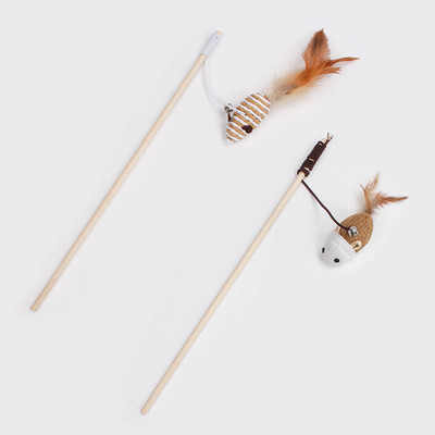 Igračka štap s perjem i metalnim elementima za mačke