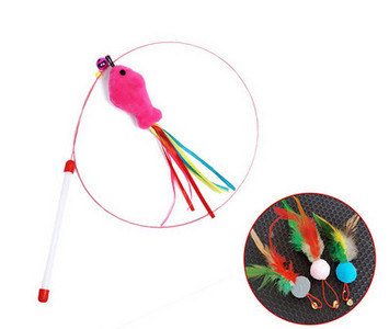 Undiță jucărie pentru pisici mai multe modele cu pene