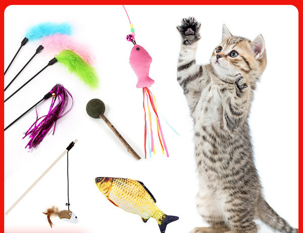 Undiță jucărie pentru pisici mai multe modele cu pene