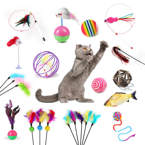 Undiță jucărie pentru pisici mai multe modele cu pene