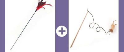 Jucărie pentru pisici cu pene și clopot