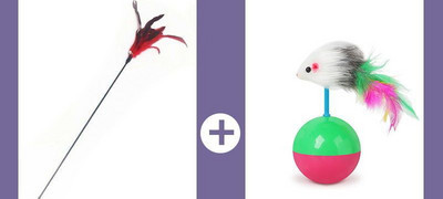 Jucărie pentru pisici cu pene și clopot