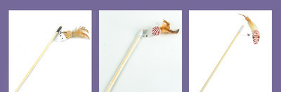 Undiță de pescuit jucărie din lemn pentru pisici