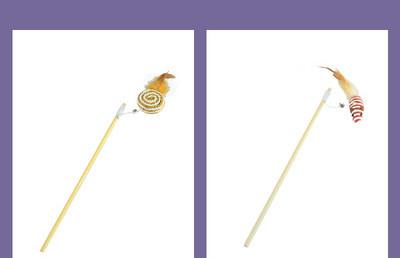 Undiță de pescuit jucărie din lemn pentru pisici