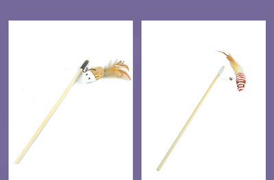 Undiță de pescuit jucărie din lemn pentru pisici