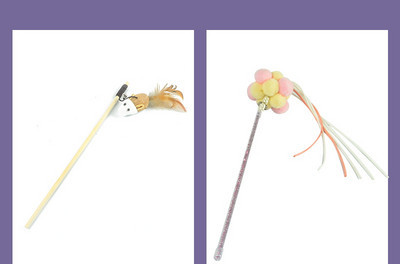 Undiță de pescuit jucărie din lemn pentru pisici