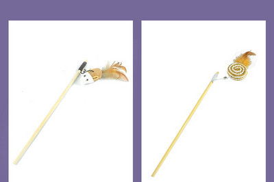 Undiță de pescuit jucărie din lemn pentru pisici