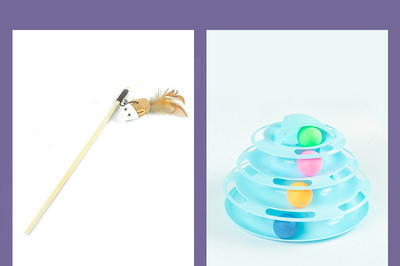 Undiță de pescuit jucărie din lemn pentru pisici