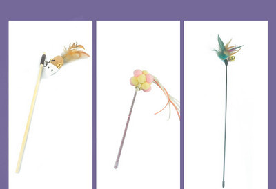 Undiță de pescuit jucărie din lemn pentru pisici