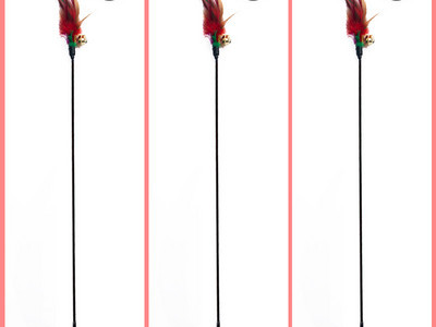 Kassi mänguasja suled kellukesega