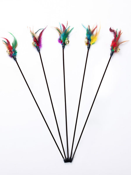 Kassi mänguasja suled kellukesega