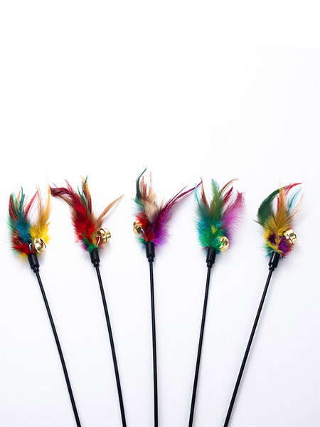 Kassi mänguasja suled kellukesega