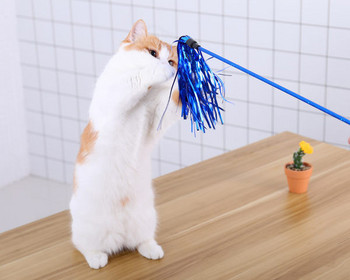 Παιχνίδι γάτας με γυαλιστερό κρόσσι σε ραβδί