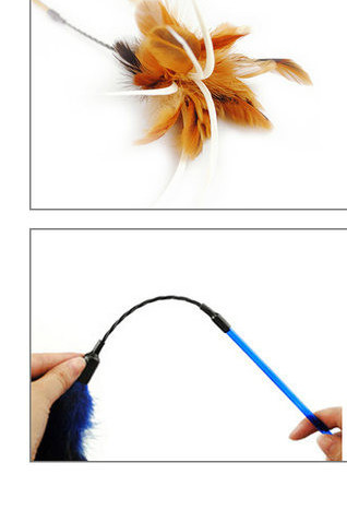 Jucărie pentru pisici cu pene și un băț