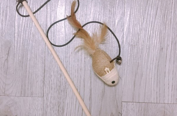 Šipka za mačke s perjem i životinjama