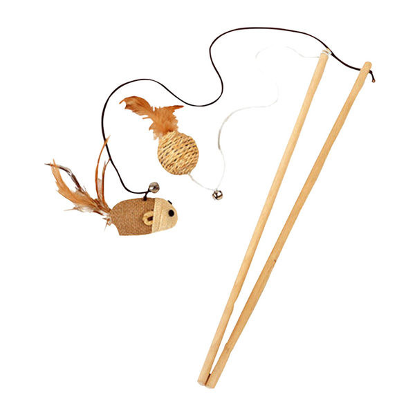 Šipka za mačke s perjem i životinjama