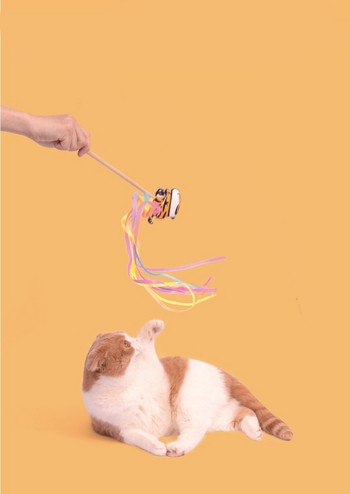 Ξύλινο παιχνίδι τύπου καλάμι ψαρέματος για γάτες