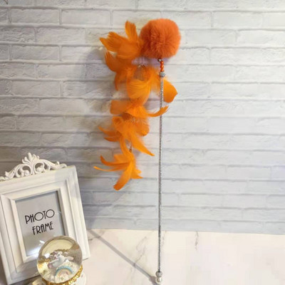 Jucărie pentru pisici tip undiță cu pene colorate